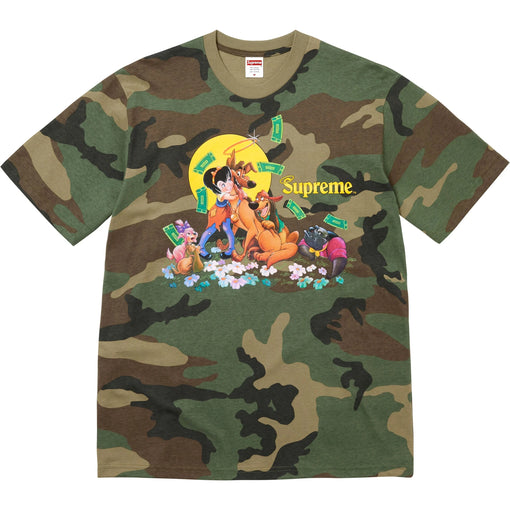 Camiseta Supreme All Dogs Go To Heaven FW25 "Woodland Camo" Verde