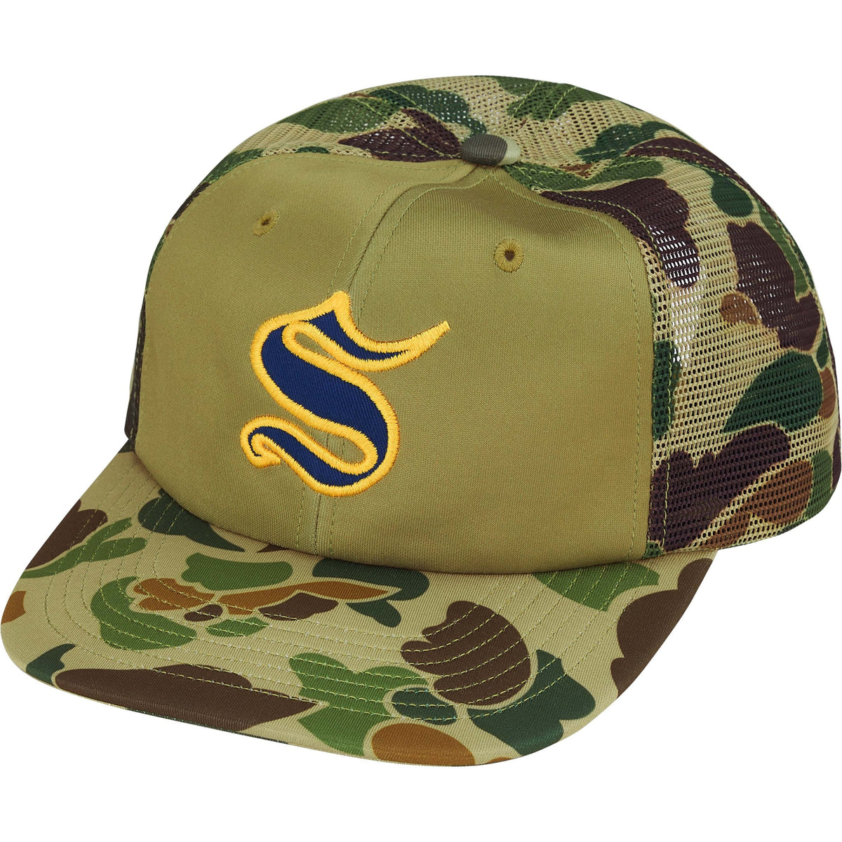 Boné Supreme 6-Panel Contrast S Mesh Back FW25 "Olive Camo" Verde