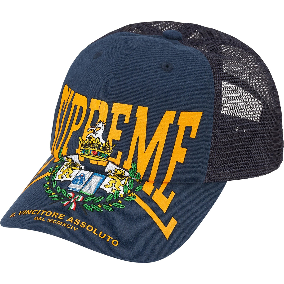 Boné Supreme 6-Panel Crest Mesh Back FW25 "Navy" Azul