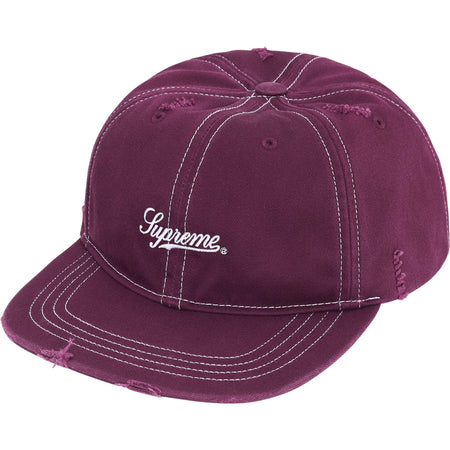 Boné Supreme Distressed Script 6-Panel FW25 "Dark Purple" Roxo