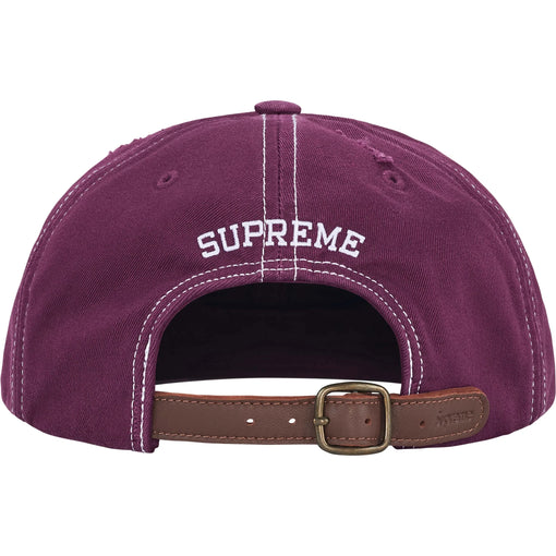 Boné Supreme Distressed Script 6-Panel FW25 "Dark Purple" Roxo