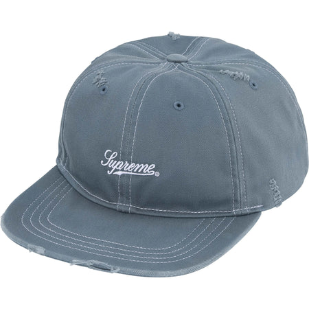 Boné Supreme Distressed Script 6-Panel FW25 "Slate" Azul