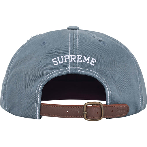 Boné Supreme Distressed Script 6-Panel FW25 "Slate" Azul
