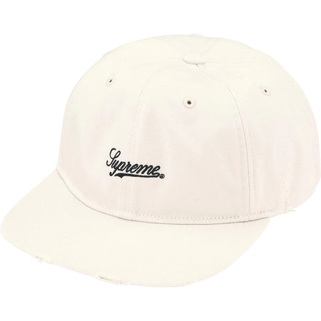 Boné Supreme Distressed Script 6-Panel FW25 "Stone" Creme