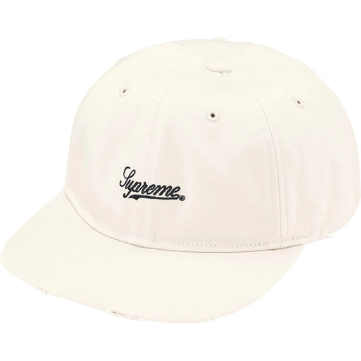 Boné Supreme Distressed Script 6-Panel FW25 "Stone" Creme