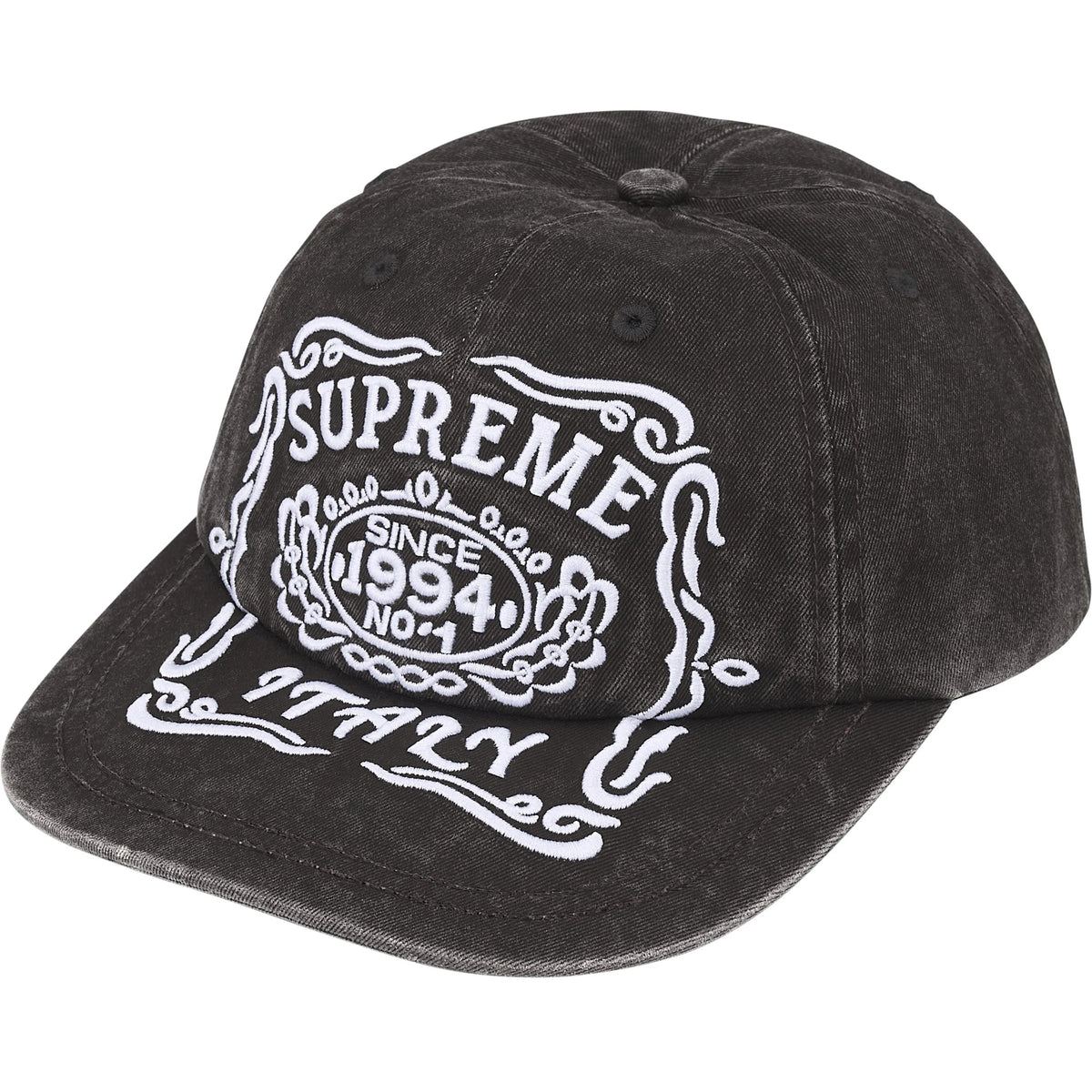 Boné Supreme 6-Panel Italy FW25 "Black" Preto