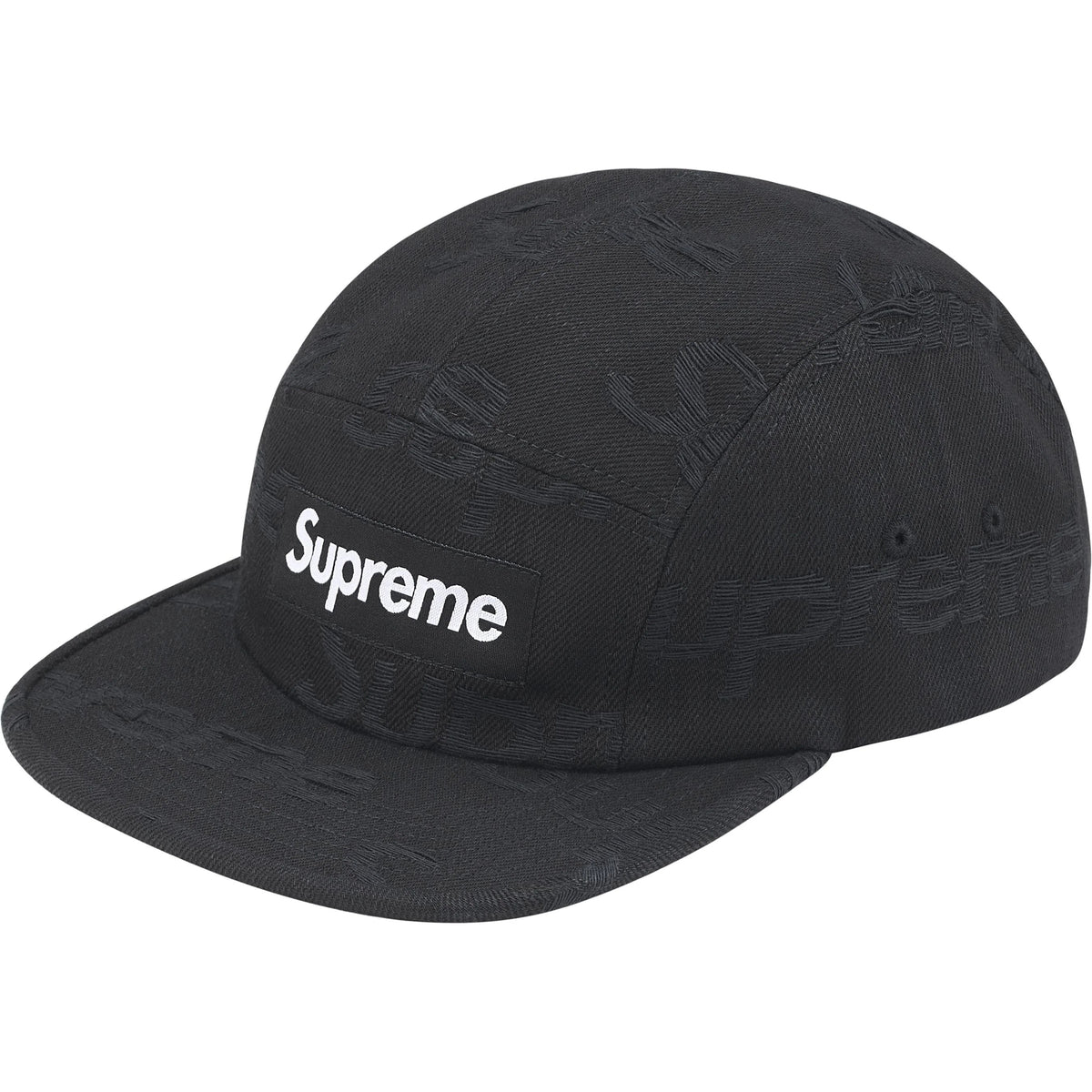 Boné Supreme Jacquard Logos Denim FW25 "Black" Preto