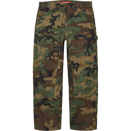 Calça Supreme Jacquard Logos Double Knee Denim Painter Jean FW25 "Woodland Camo" Verde
