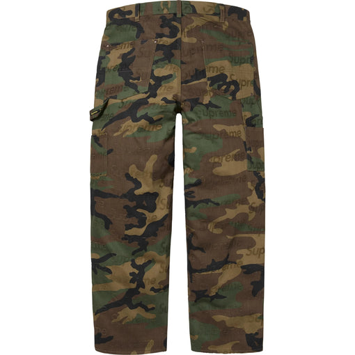 Calça Supreme Jacquard Logos Double Knee Denim Painter Jean FW25 "Woodland Camo" Verde