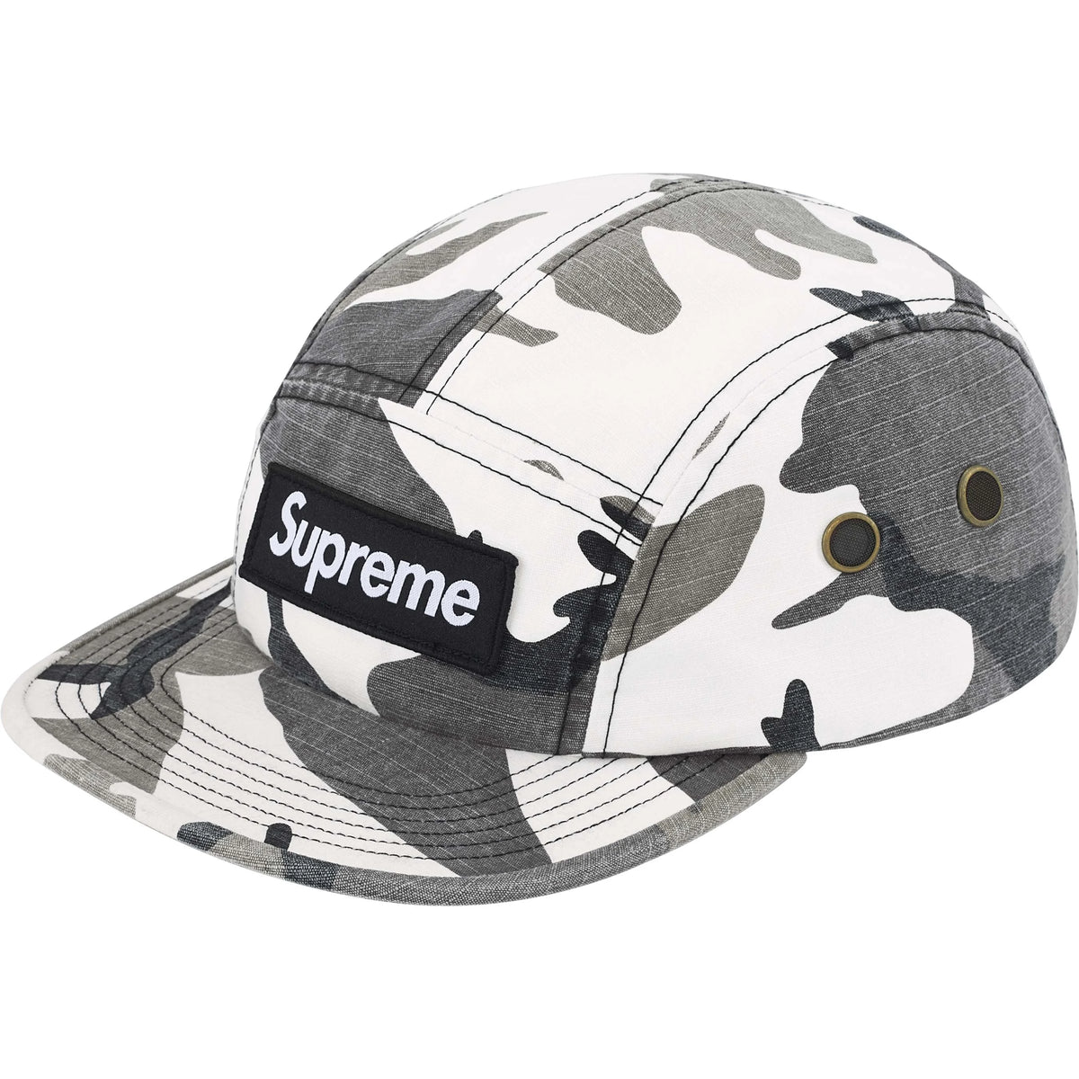 Boné Supreme Military FW25 "Snow Camo" Cinza/Branco