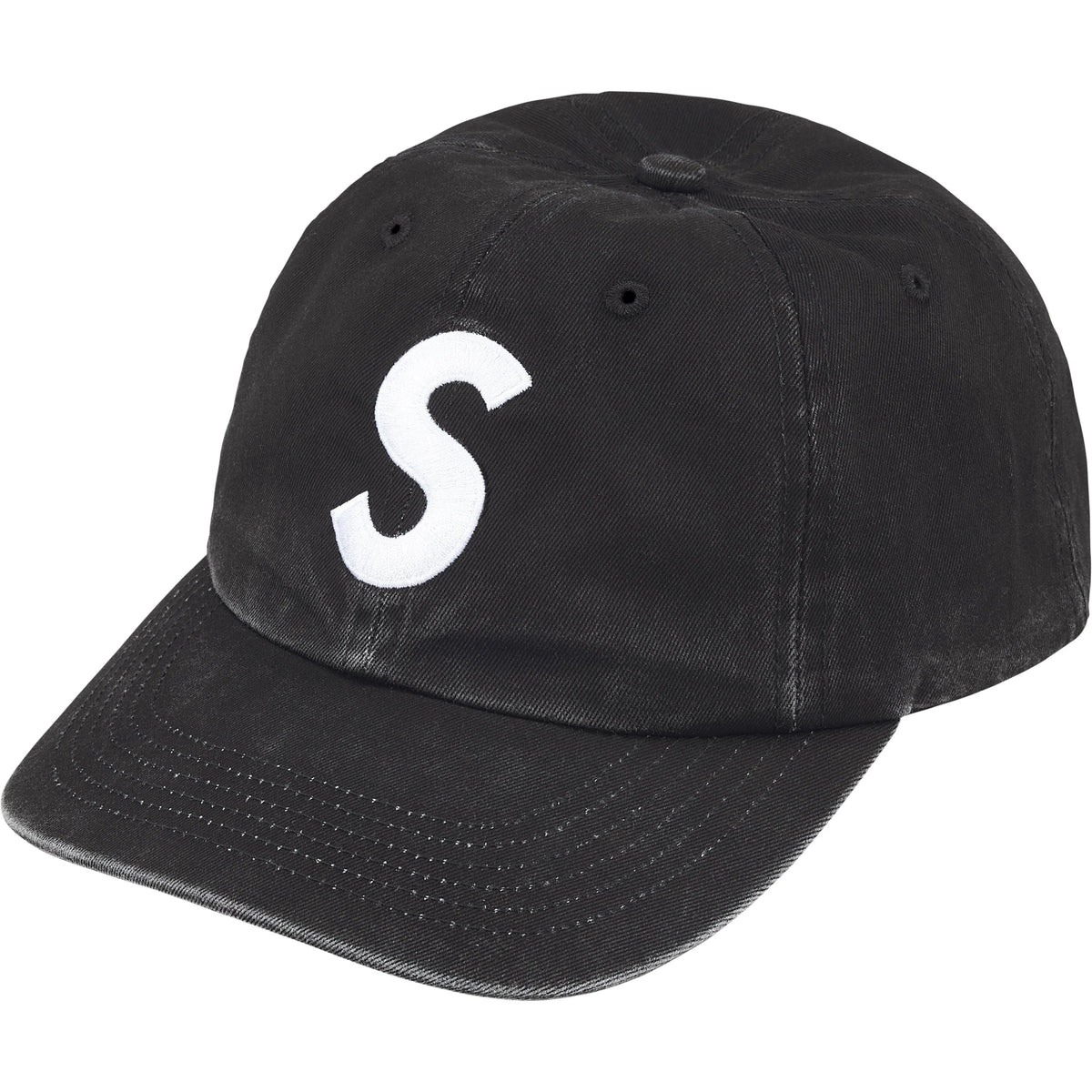 Boné Supreme 6-Panel Pigment Coated 2-Tone S Logo FW25 "Black" Preto