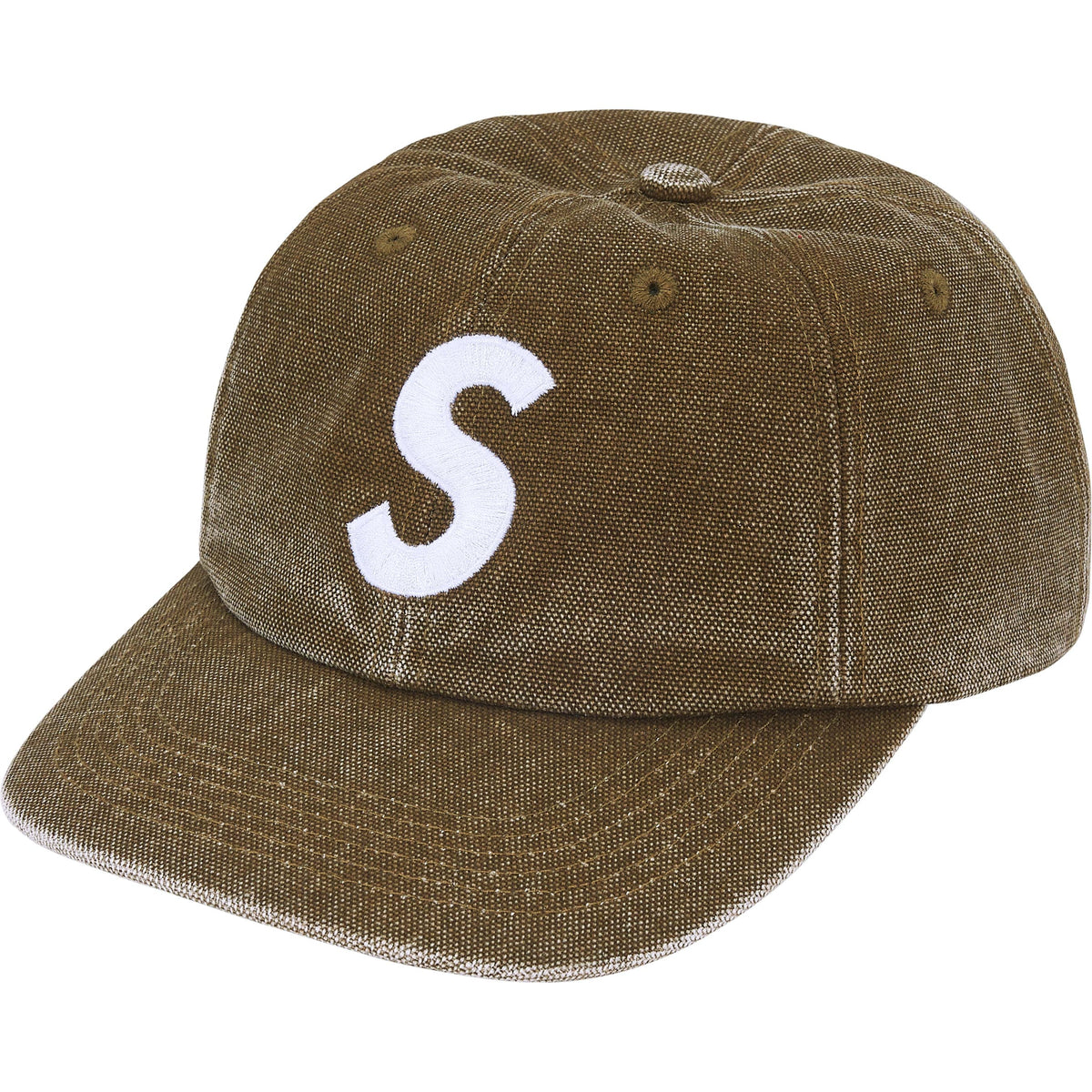 Boné Supreme Pigment Coated Canvas S Logo 6-Panel FW25 "Olive" Verde
