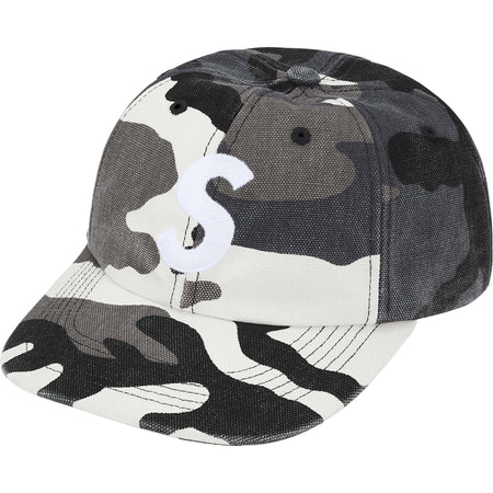 Boné Supreme 6-Panel Pigment Coated Canvas S Logo FW25 "Snow Camo" Cinza
