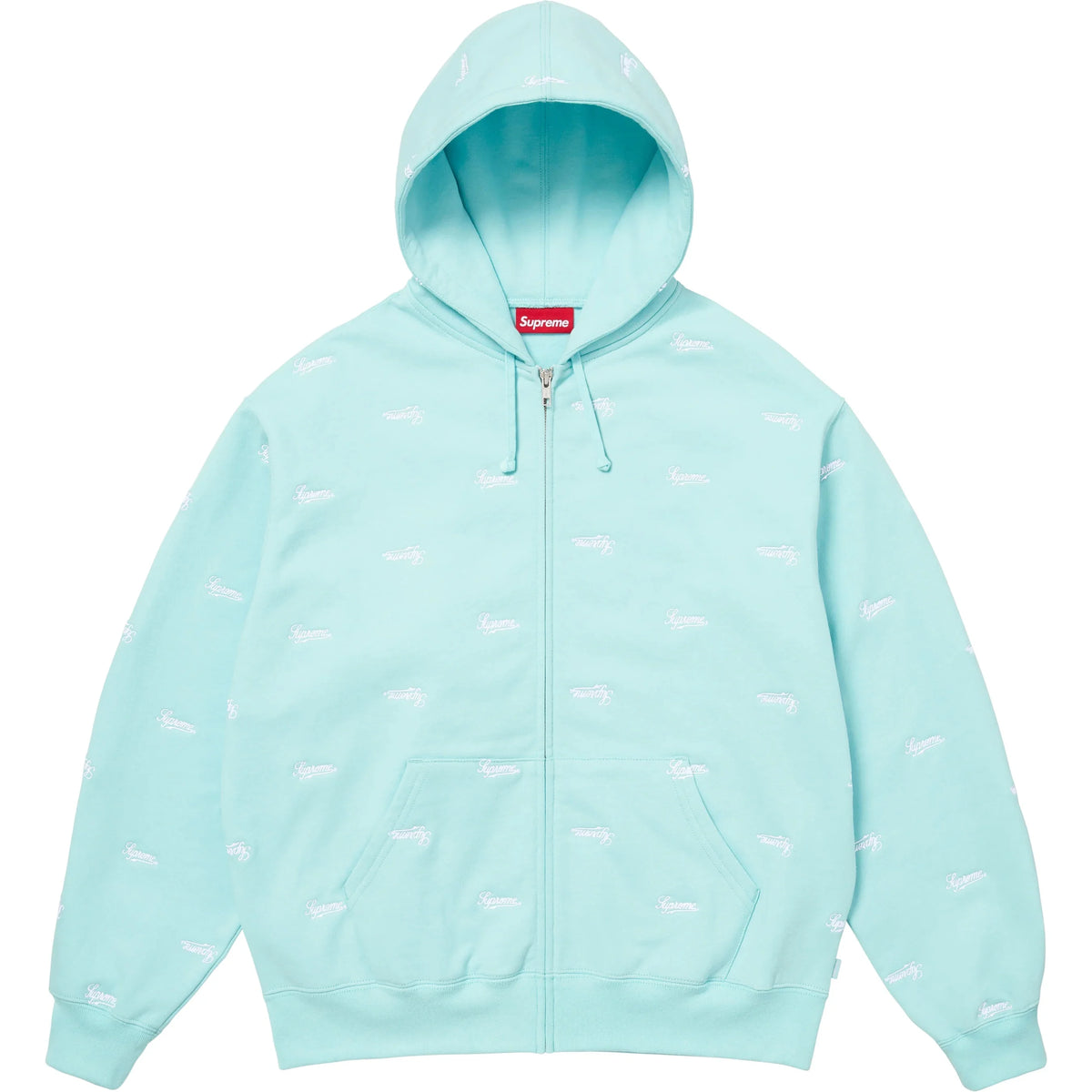 Moletom Supreme Repeat Script Zip Up Hooded Sweatshirt FW25 "Aqua" Verde