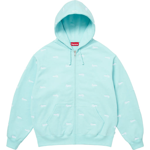 Moletom Supreme Repeat Script Zip Up Hooded Sweatshirt FW25 "Aqua" Verde