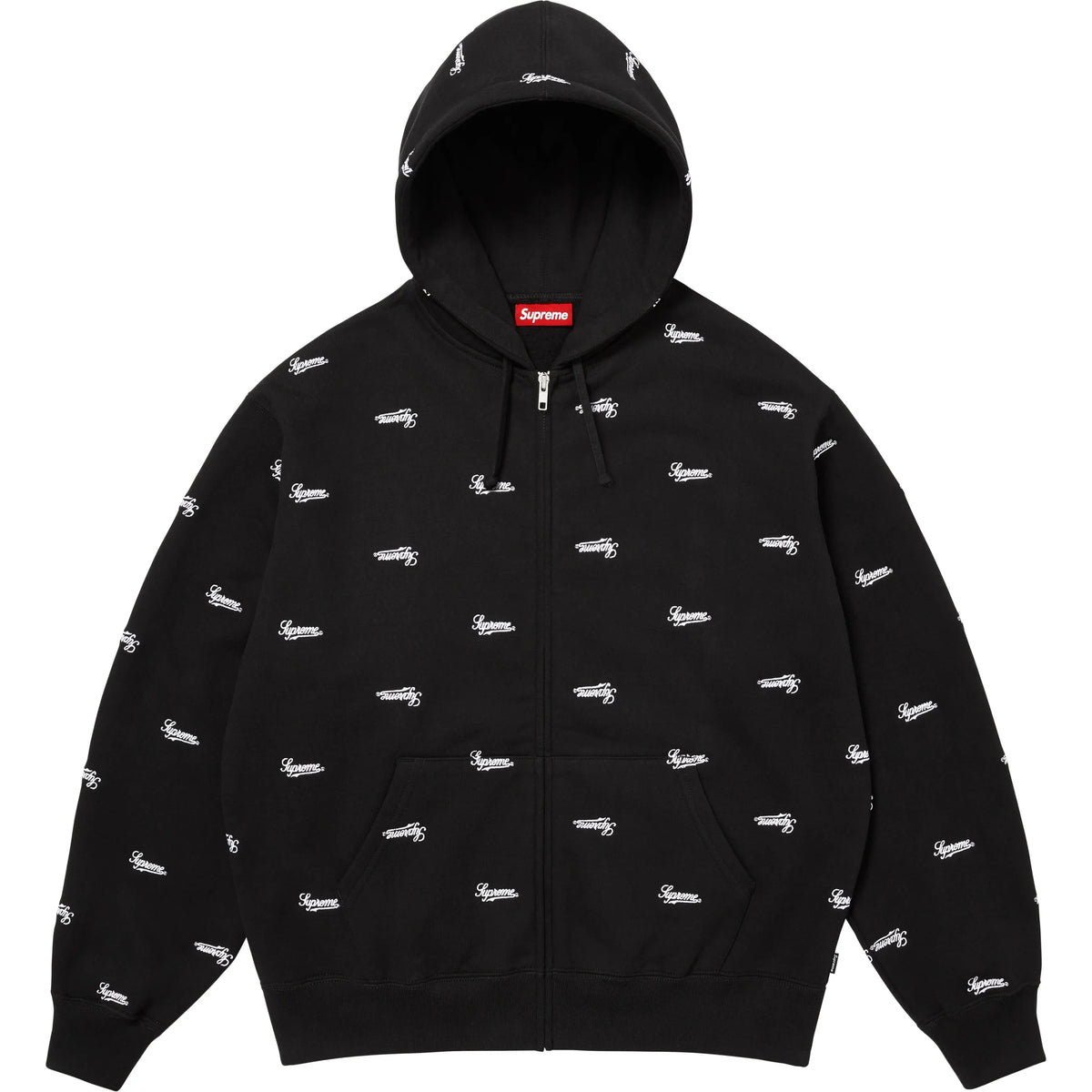 Moletom Supreme Repeat Script Zip Up Hooded Sweatshirt FW25 "Black" Preto