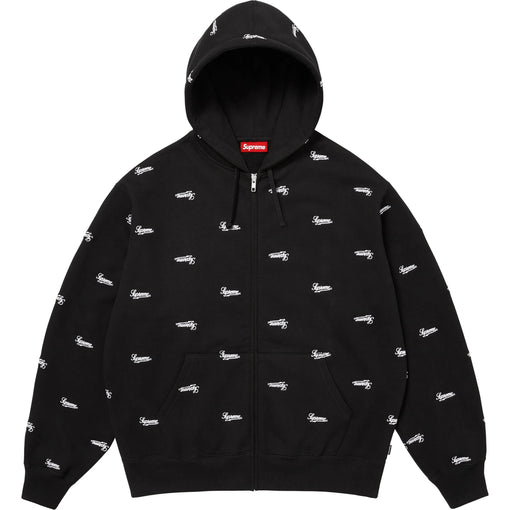 Moletom Supreme Repeat Script Zip Up Hooded Sweatshirt FW25 "Black" Preto