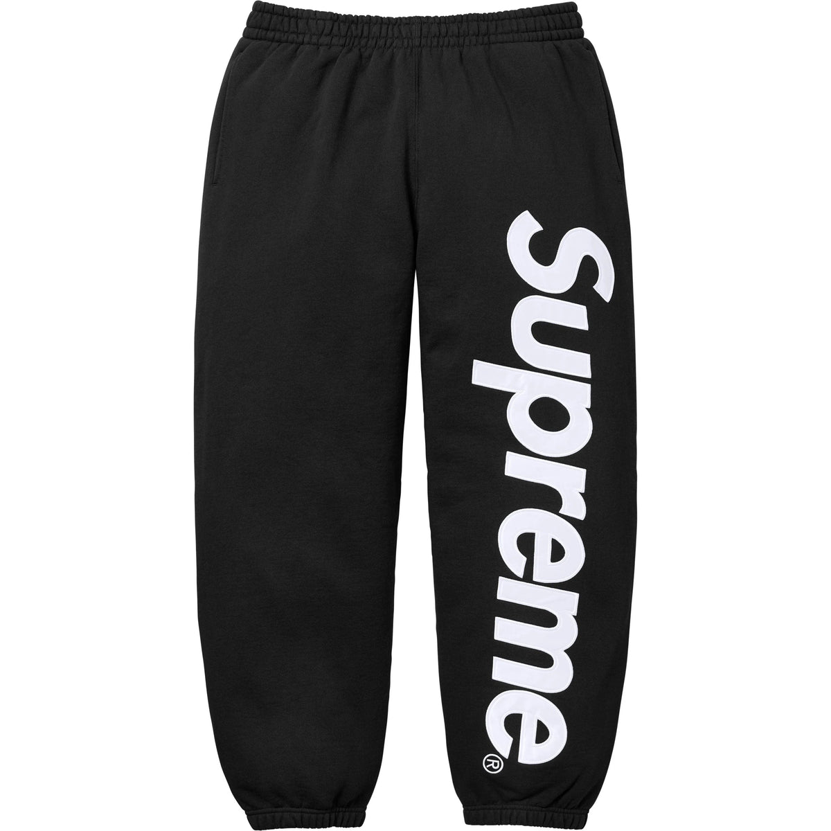 Calça Supreme Satin Appliqué Sweatpant FW25 "Black" Preto