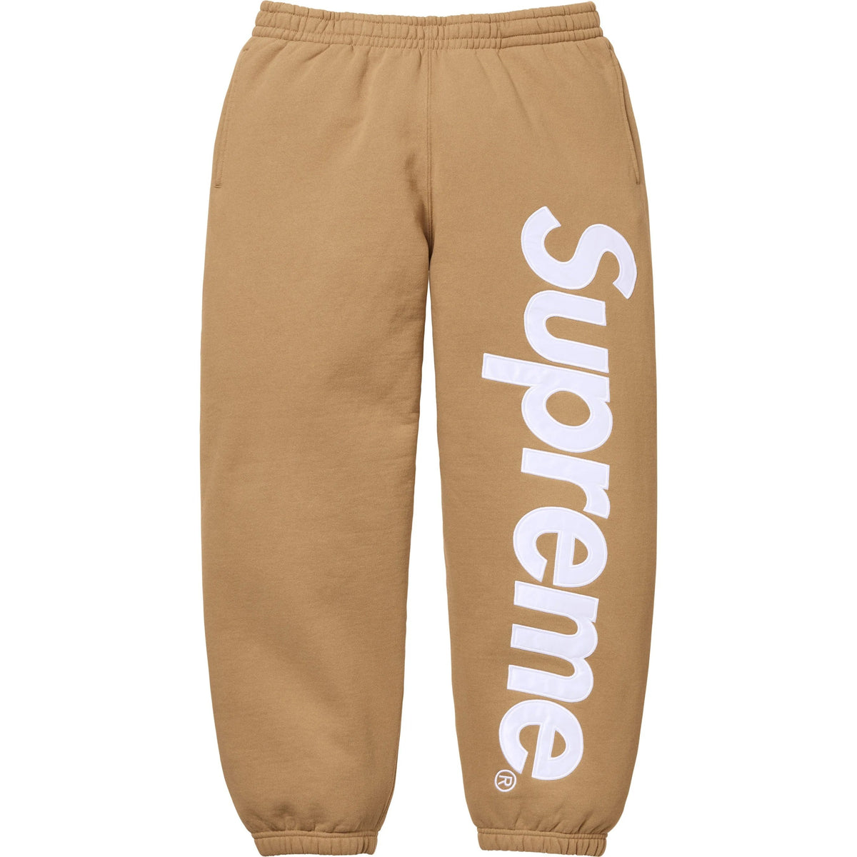 Calça Supreme Satin Appliqué Sweatpant FW25 "Khaki" Bege