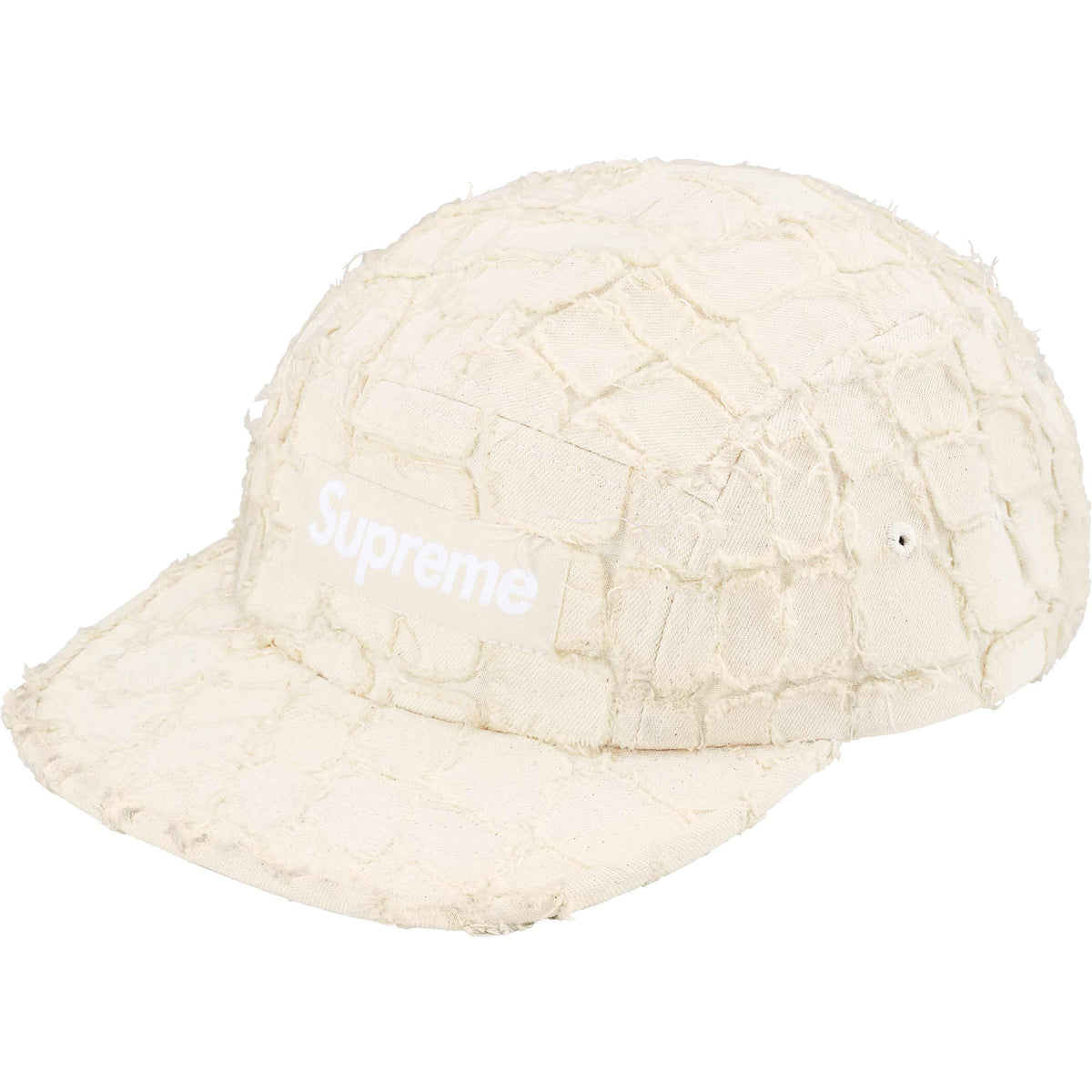 Boné Supreme Frayed Croc Denim "Natural" Branco