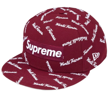 Boné Supreme FW26 x New Era "Famous Box Logo" Vinho