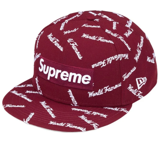 Boné Supreme FW26 x New Era "Famous Box Logo" Vinho