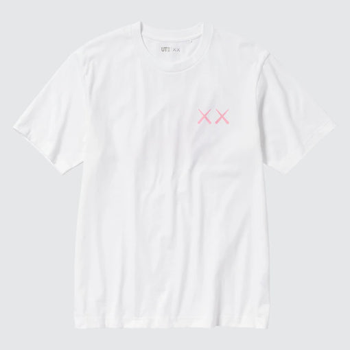 Camiseta Uniqlo x Kaws "Ut Graphic Pink/White" Branco