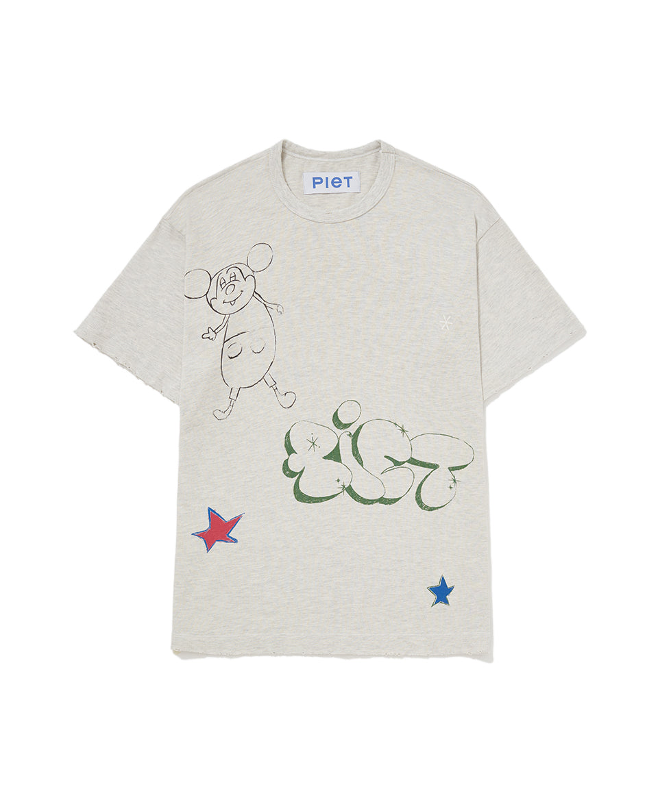 Camiseta Piet "Grafitti Vintage" Cinza