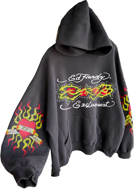 Moletom Exclusiviist 1of1 x Ed Hardy "Protected Hearts" Cinza