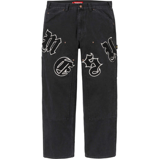 Calça Supreme "Old English Canvas Double Knee Painter" Preto