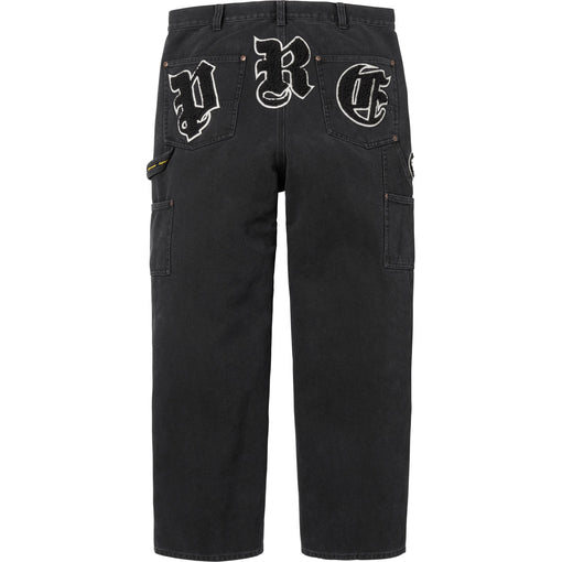 Calça Supreme "Old English Canvas Double Knee Painter" Preto