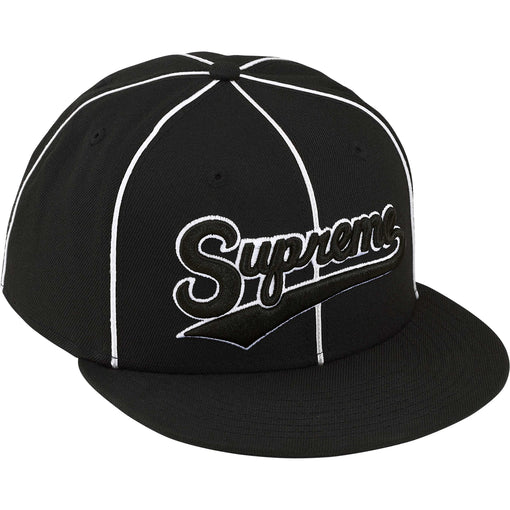 Boné Supreme Piping Script Logo x New Era "Black" Preto