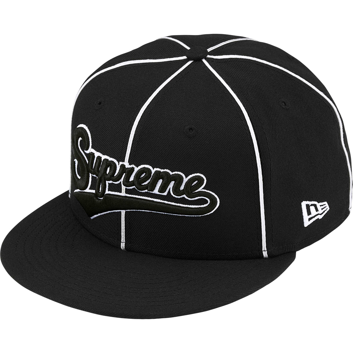 Boné Supreme Piping Script Logo x New Era "Black" Preto