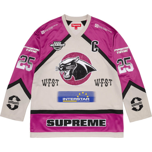 Camisa Jersey Supreme "Rhinestone Hockey" Rosa