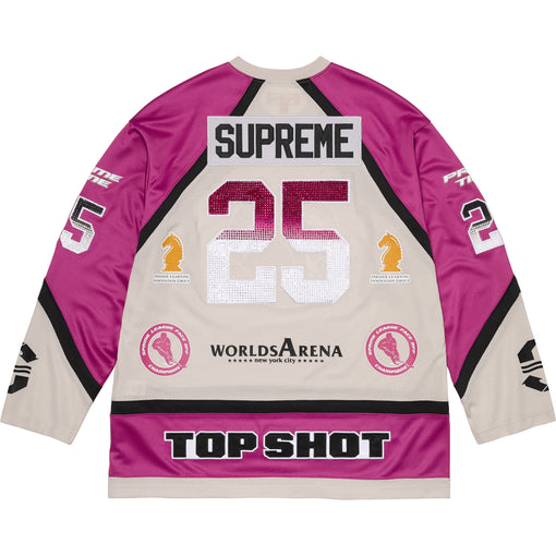 Camisa Jersey Supreme "Rhinestone Hockey" Rosa