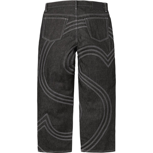 Calça Supreme "S Logo Rigid Baggy Jean" Preto