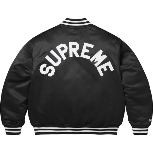 Jaqueta Supreme x Mitchell & Ness "Satin Varsity Jacket" Preto
