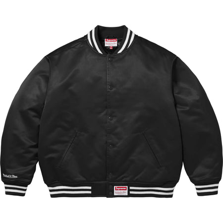 Jaqueta Supreme x Mitchell & Ness "Satin Varsity Jacket" Preto