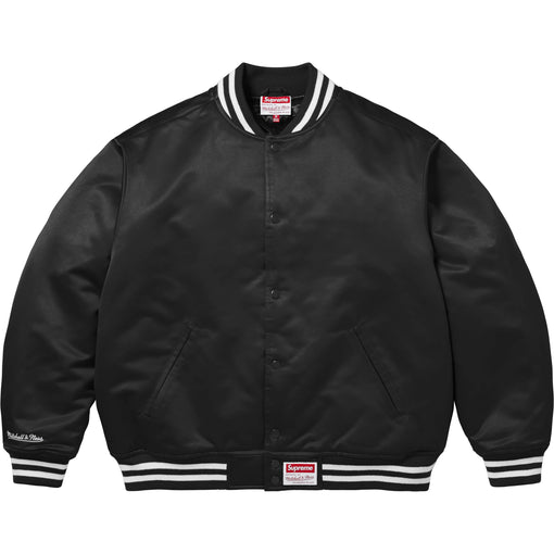 Jaqueta Supreme x Mitchell & Ness "Satin Varsity Jacket" Preto