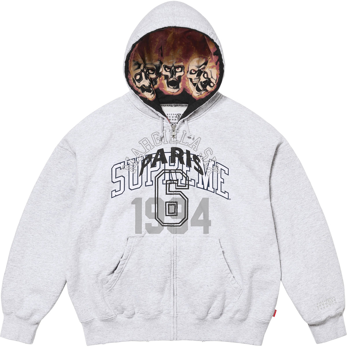 Moletom Supreme x MM6 Maison Margiela "Zip Up Hooded" Cinza