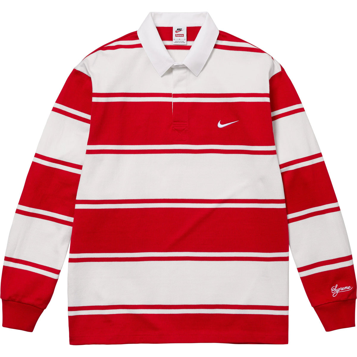 Camisa Supreme x Nike "Stripe Rugby" Vermelho