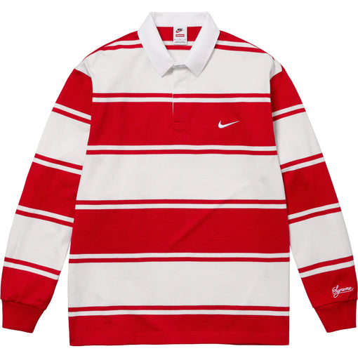 Camisa Supreme x Nike "Stripe Rugby" Vermelho