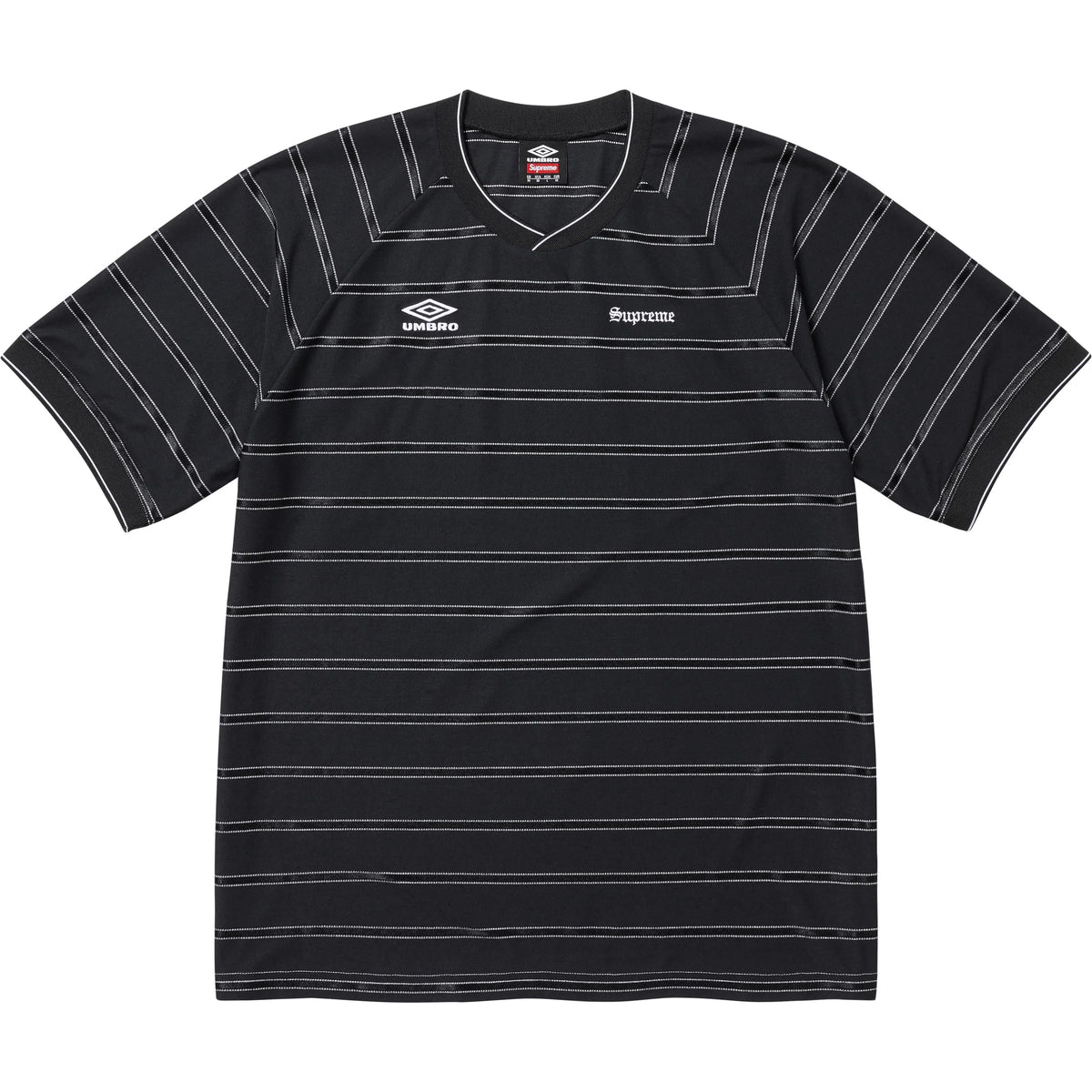 Camisa Jersey Supreme x Umbro "Stripe Soccer" Preto
