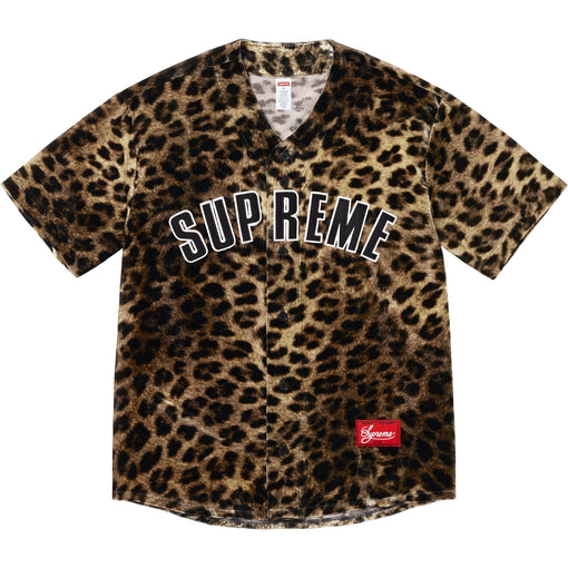 Camisa Supreme Velvet Baseball Jersey "Leopard" Amarelo/Preto