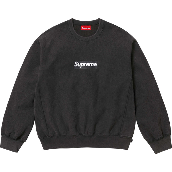 トップス Supreme cot out sweat washed-box-logo-crewneck-black