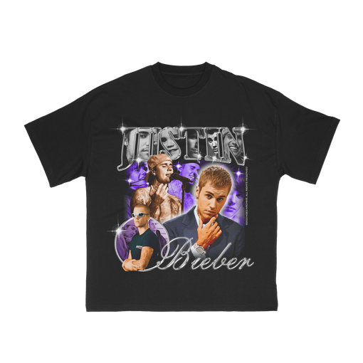 Camiseta Aged Archive "Justin Bieber" Preto